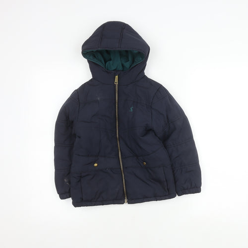 Joules Boys Blue Puffer Jacket 6 Years Hooded Winter Warm