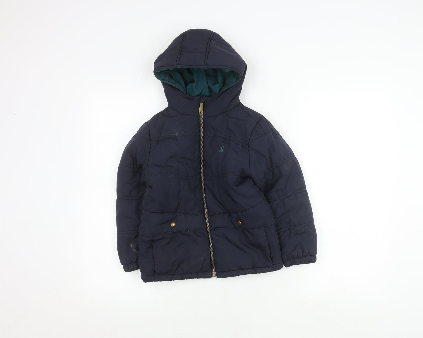 Joules Boys Blue Puffer Jacket 6 Years Hooded Winter Warm
