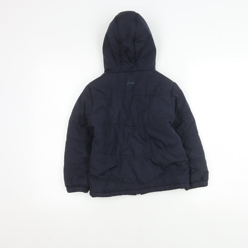 Joules Boys Blue Puffer Jacket 6 Years Hooded Winter Warm