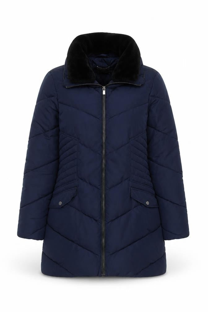 Front view of Oasis Women's Blue Puffer Jacket, M, Autumn/Winter