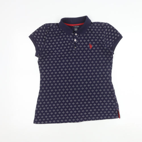 U.S. Polo Assn. Women's Blue Geometric Polo Shirt