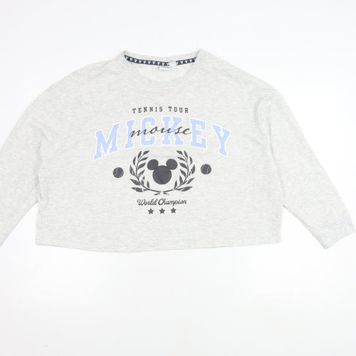 Disney Women's Grey Mickey Mouse Long Sleeve Pyjama Top