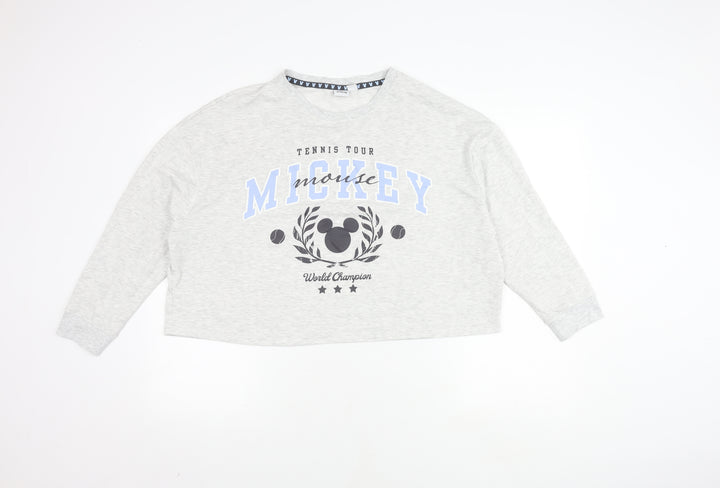Disney Women's Grey Mickey Mouse Long Sleeve Pyjama Top
