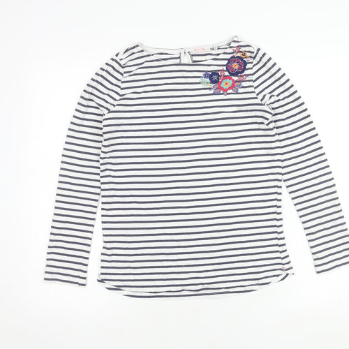 FatFace Girls Multicoloured Striped T-Shirt, 12-13 Years, Embroidered