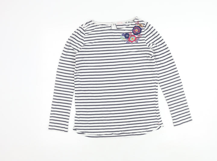 FatFace Girls Multicoloured Striped T-Shirt, 12-13 Years, Embroidered
