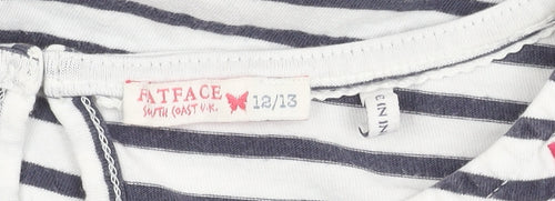 FatFace Girls Multicoloured Striped T-Shirt, 12-13 Years, Embroidered