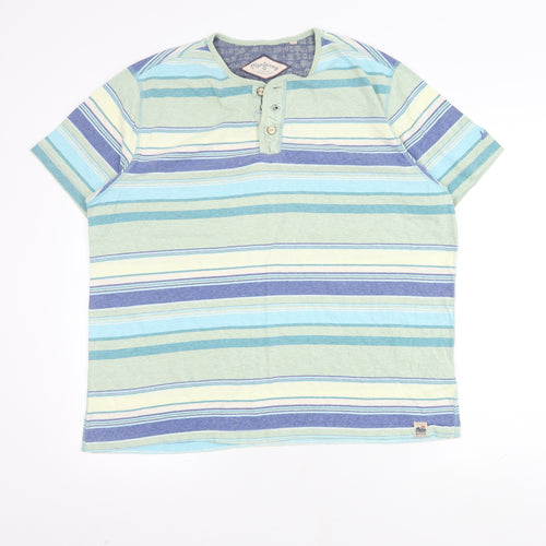 Mantaray Unisex Multicoloured Striped Henley T-Shirt L