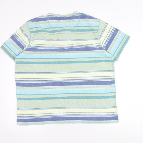 Mantaray Unisex Multicoloured Striped Henley T-Shirt L