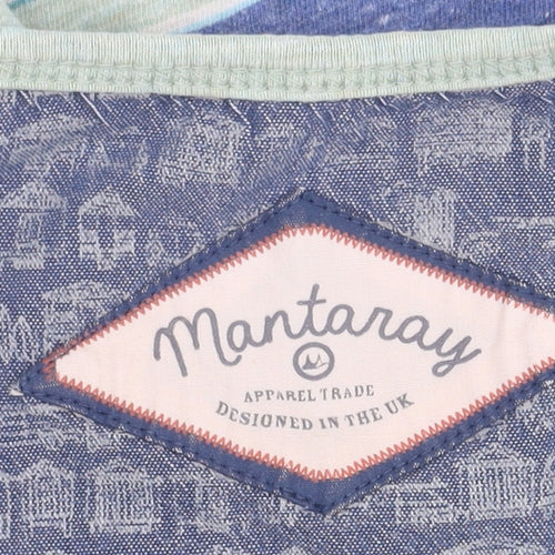 Mantaray Unisex Multicoloured Striped Henley T-Shirt L