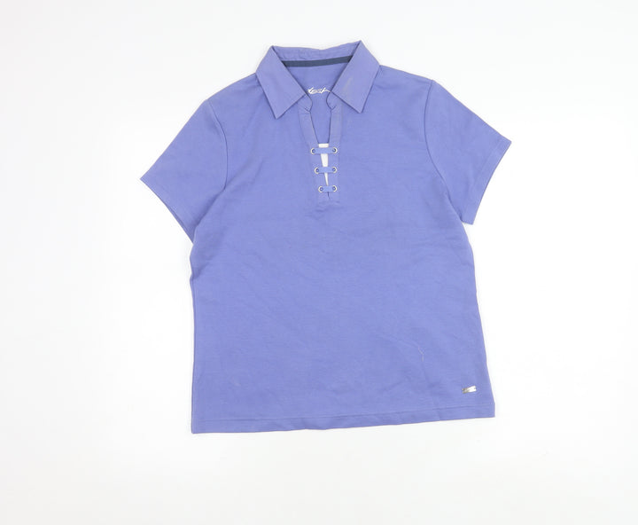 Dash Women's Purple Polo Short Sleeve Top Size 12