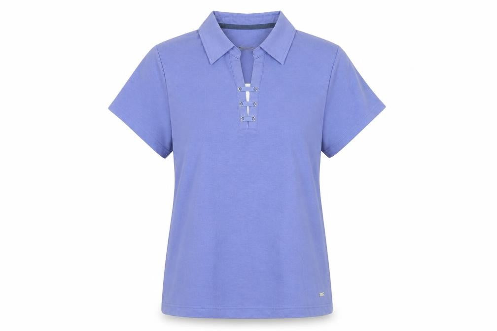 Front view of Dash Women's Purple Polo Short Sleeve Top, size 12