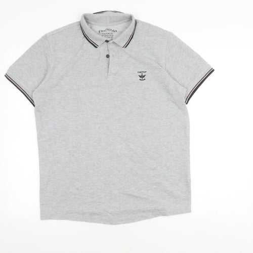 Firetrap Men's Grey Polo Shirt, Medium, Short Sleeve