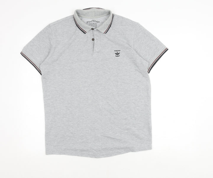 Firetrap Men's Grey Polo Shirt, Medium, Short Sleeve