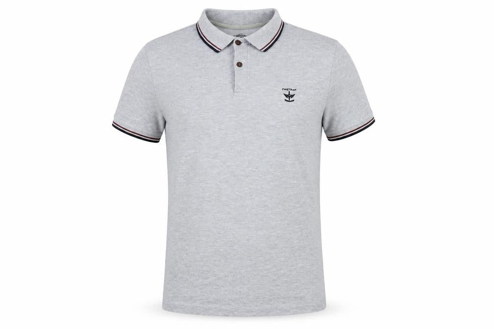 Front view of Firetrap Men's Grey Polo Shirt, Medium, Short Sleeve