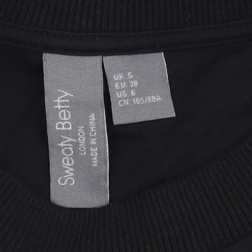 Sweaty Betty Women's Black Cotton T-Shirt, Size S