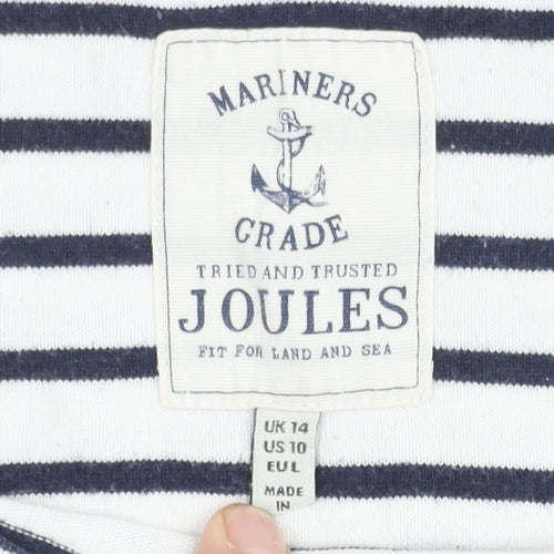 Joules Women's White Striped Top, Size 14, 3/4 Sleeve