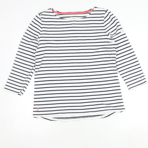 Joules Women's White Striped Top, Size 14, 3/4 Sleeve