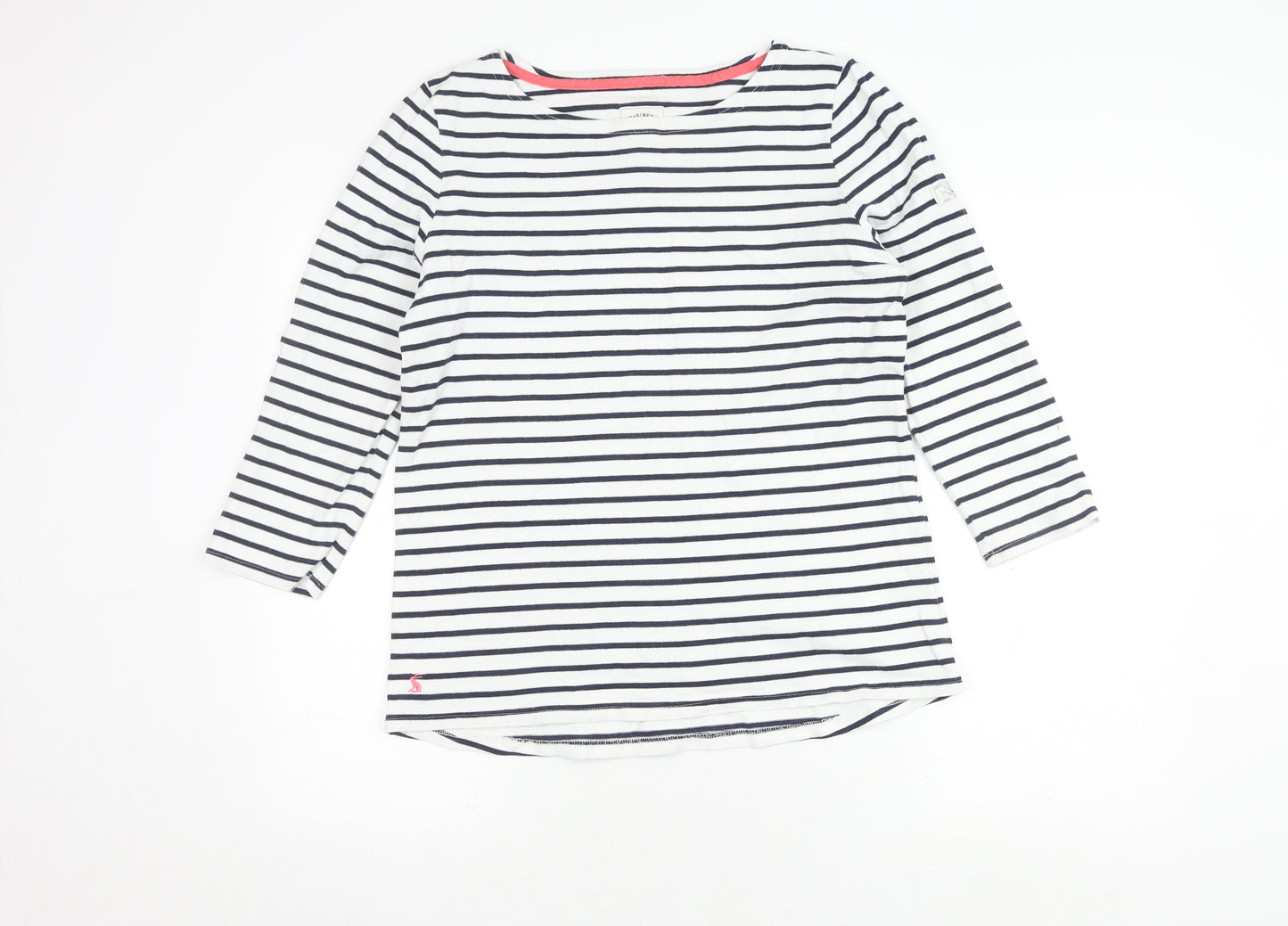 Joules Women's White Striped Top, Size 14, 3/4 Sleeve