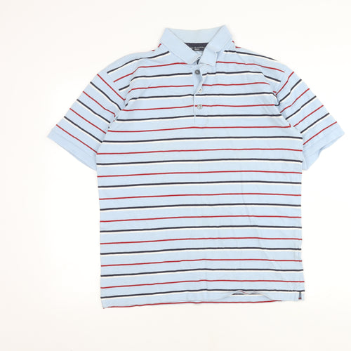 Marks & Spencer Men's Blue Striped Polo Shirt S