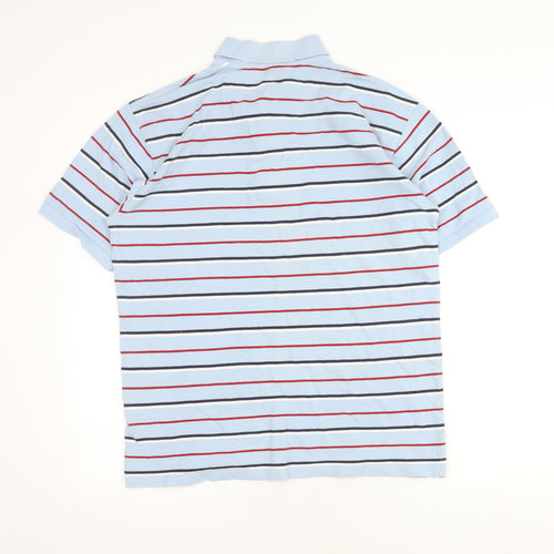 Marks & Spencer Men's Blue Striped Polo Shirt S
