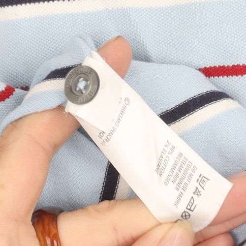 Marks & Spencer Men's Blue Striped Polo Shirt S