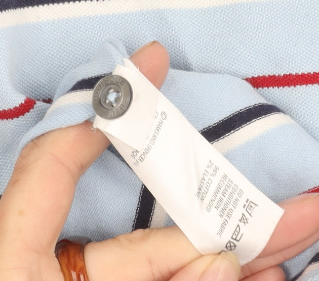 Marks & Spencer Men's Blue Striped Polo Shirt S
