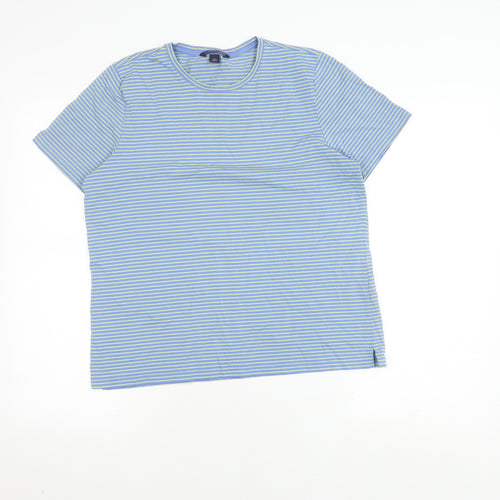 Lands' End Women's Blue Striped Cotton T-Shirt M