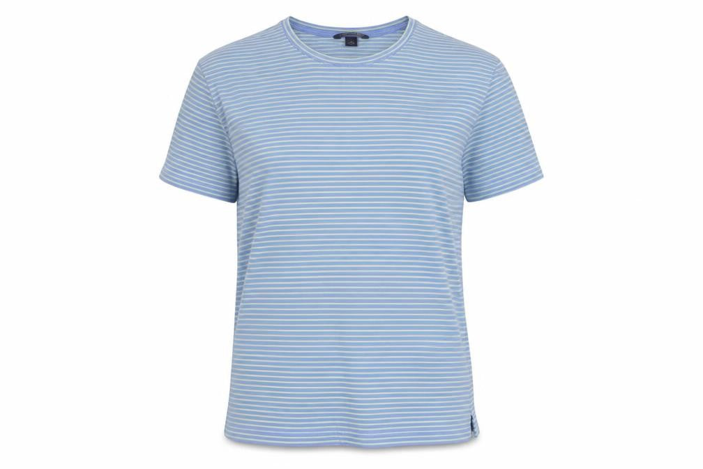 Lands' End Women's Blue Striped Cotton T-Shirt M