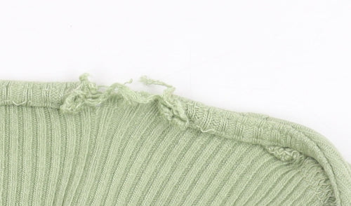 Pull & Bear Women's Green Cropped Knit T-Shirt M