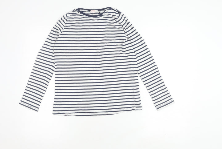 FatFace Girls Blue White Striped Long Sleeve T-Shirt, Size 12-13