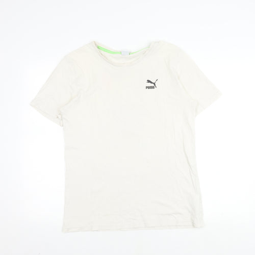 Puma Men's White Graphic Print T-Shirt, Size S