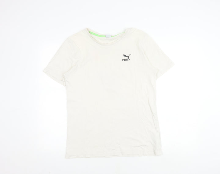 Puma Men's White Graphic Print T-Shirt, Size S