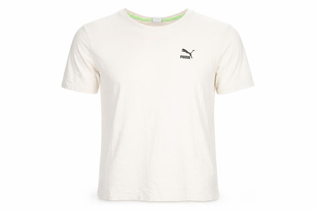 Front view of Puma Men's White Graphic Print T-Shirt, size S