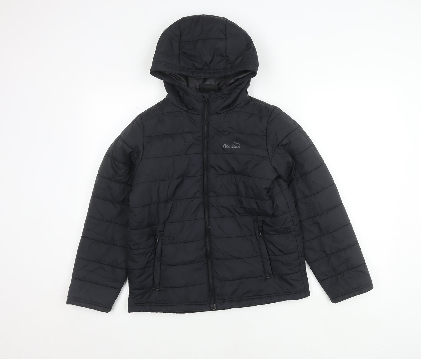 Peter Storm Boys Black Puffer Jacket 11-12 Years Hooded