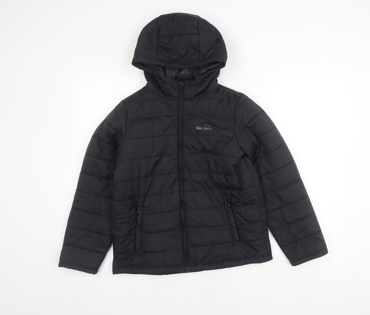 Peter Storm Boys Black Puffer Jacket 11-12 Years Hooded