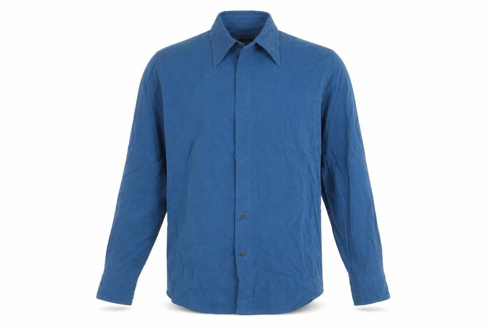 Front view of Van Heusen Men's Blue Long Sleeve Button-Up Shirt
