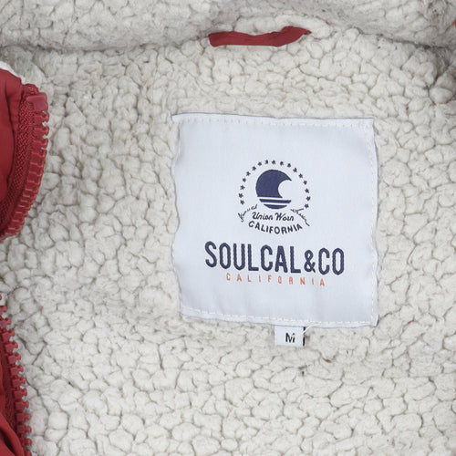 SoulCal & Co Men's Red M Puffer Jacket with Hood