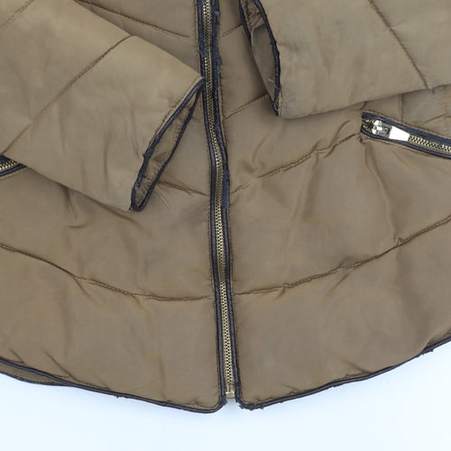 Zara Women's Brown Puffer Jacket, Large, Casual, Autumn/Winter