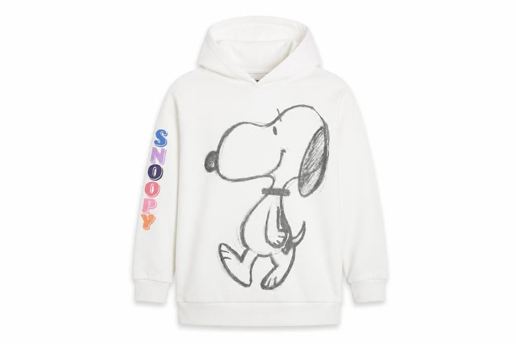 Marks and Spencer Girls White Snoopy Hoodie 9-10 Years