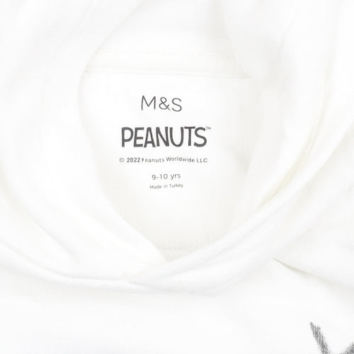 Marks and Spencer Girls White Snoopy Hoodie 9-10 Years