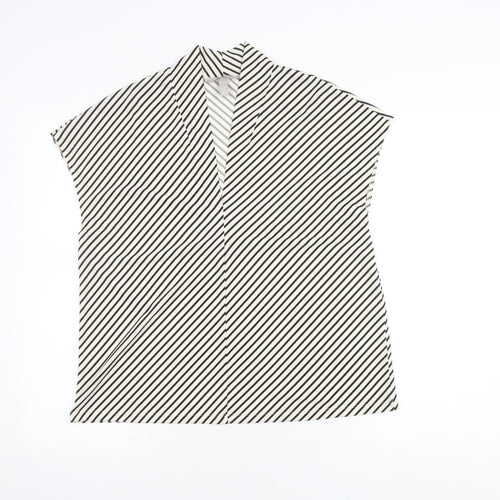H&M Women's Black Collared Striped Top, Size 12