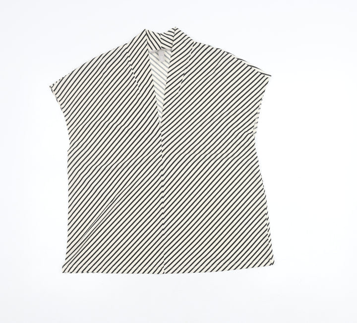 H&M Women's Black Collared Striped Top, Size 12