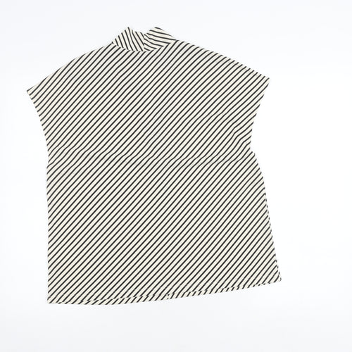 H&M Women's Black Collared Striped Top, Size 12