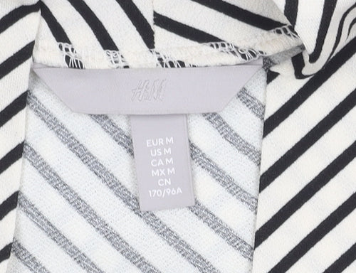 H&M Women's Black Collared Striped Top, Size 12