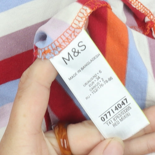 Marks and Spencer Women's Multicoloured Striped T-Shirt