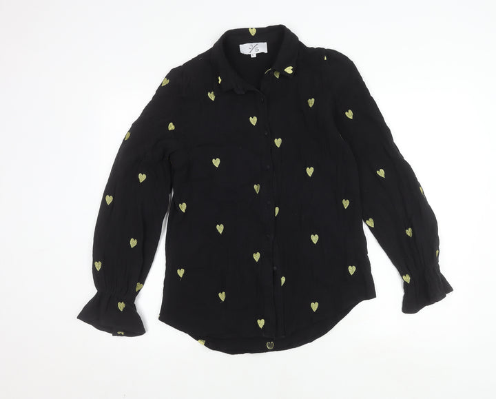 JS Millenium Women's Black Embroidered Blouse L