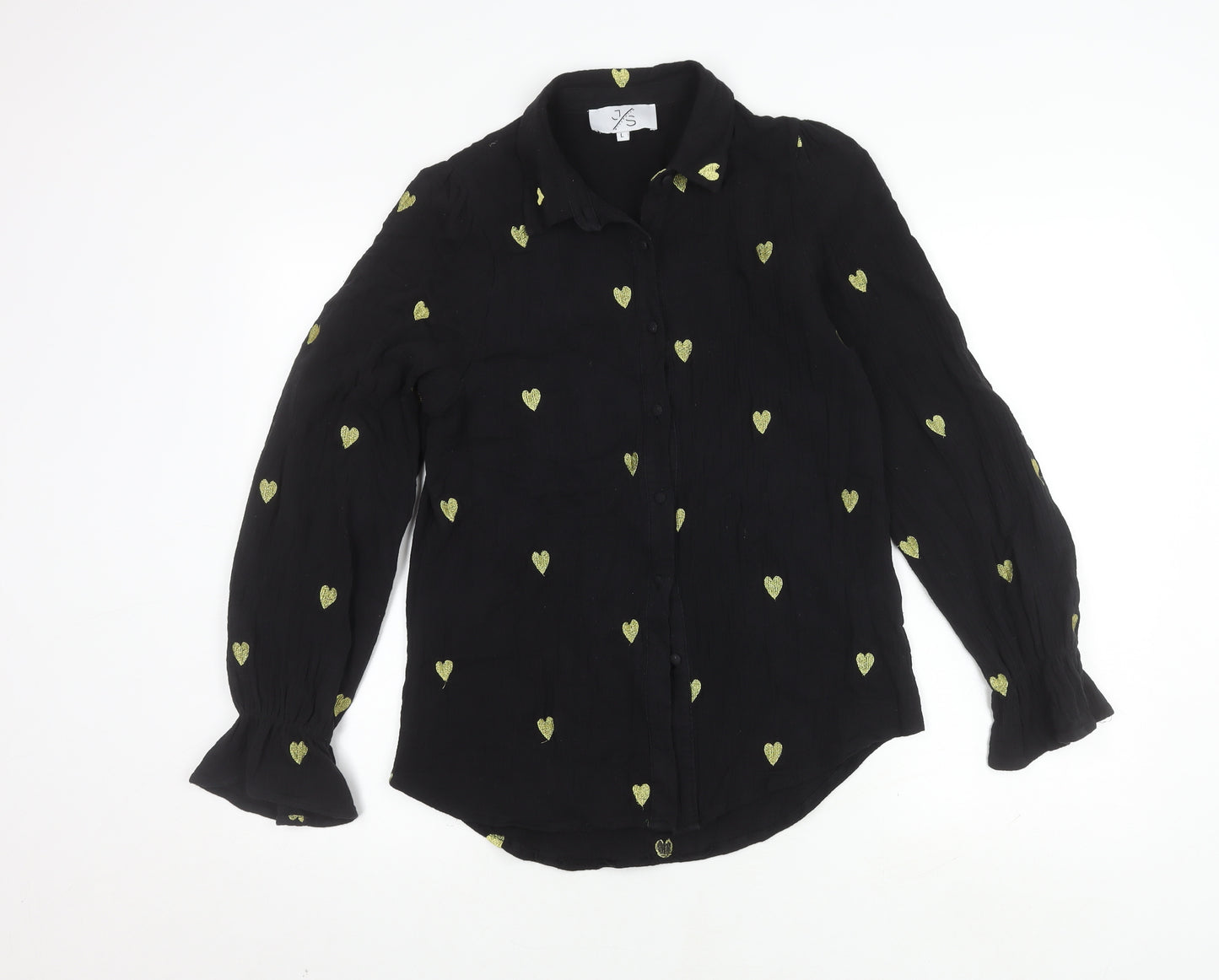 JS Millenium Women's Black Embroidered Blouse L