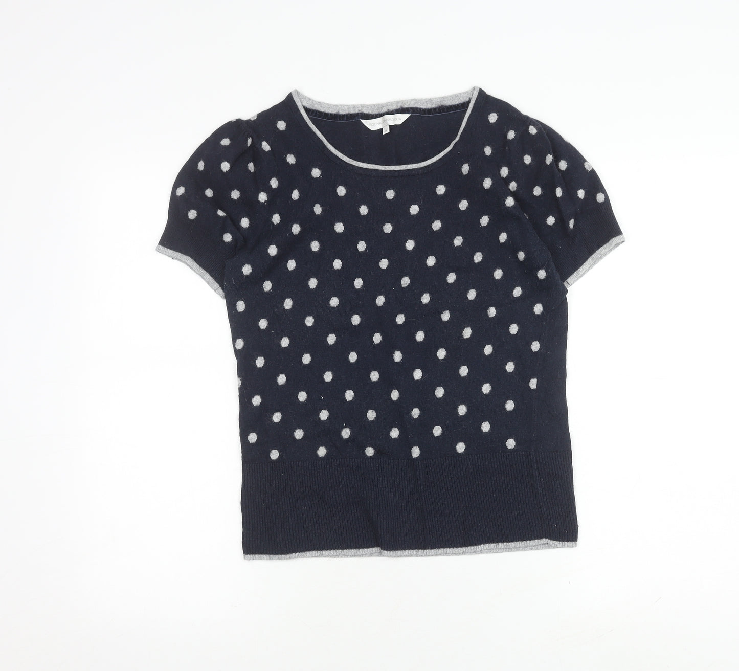 Rocha John Rocha Women's Blue Polka Dot Cropped T-Shirt