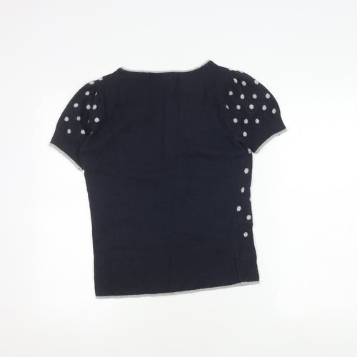 Rocha John Rocha Women's Blue Polka Dot Cropped T-Shirt