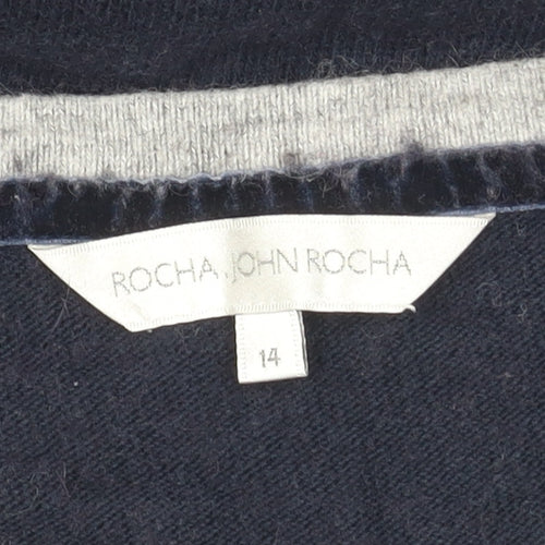 Rocha John Rocha Women's Blue Polka Dot Cropped T-Shirt